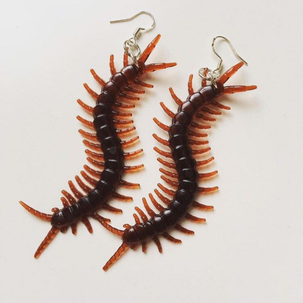 Creepy Centipede Halloween Spooky Dangle Earrings